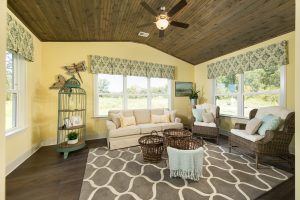 Sun Room Addition on the Abaco Floor Plan - Tongue and Groove Stained Ceiling Fully Furnished Model Home